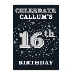 Personalised 16th Birthday Invitation - Silver Stars