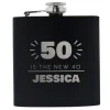 Personalised 50th Birthday Hip Flask - Silver & Black