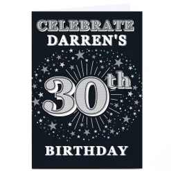 Personalised 30th Birthday Invitation - Silver Stars