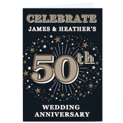 Personalised 50th Wedding Anniversary Invitation - Gold Stars