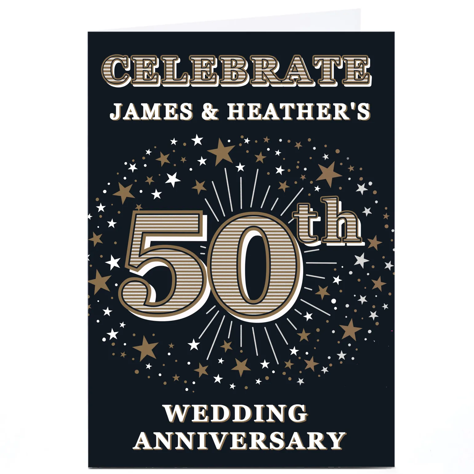 Personalised 50th Wedding Anniversary Invitation - Gold Stars