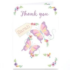 Personalised Thank You Card - Butterflies & Flowers