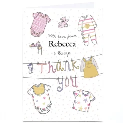 Personalised Thank You Card - From Bump, Pink