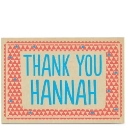 Personalised Thank You Card - Red & Blue Border