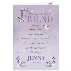 Personalised Thank You Card - Purple Floral