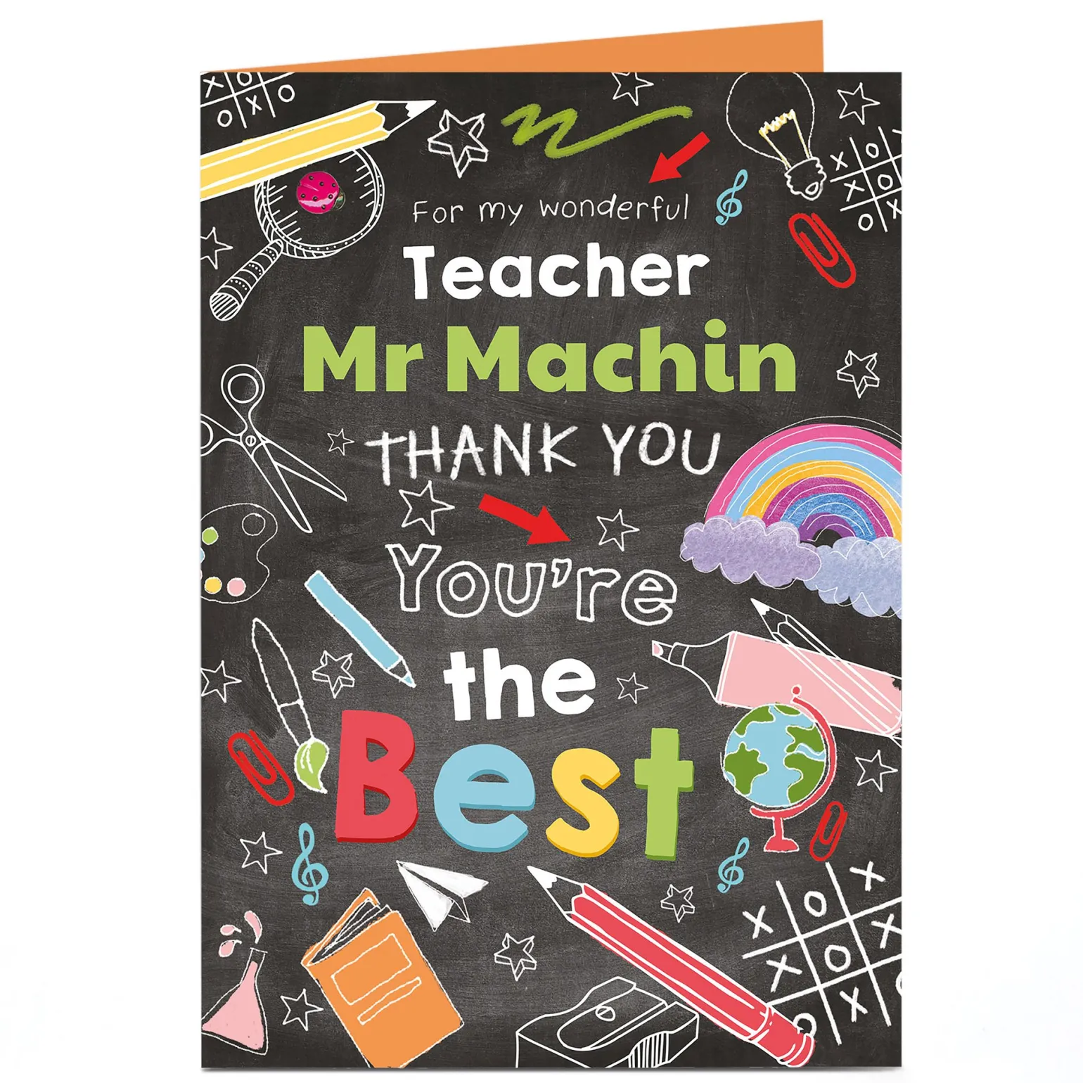 Personalised Thank You Teacher Card - Chalkboard, You're The Best