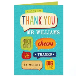 Personalised Thank You Teacher Card - Speech Bubbles