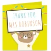 Personalised Thanks Teacher Card - Bear With Sign