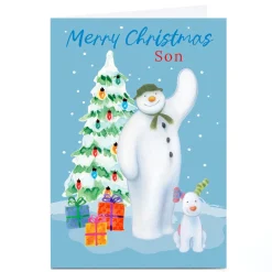 Personalised The Snowman Christmas Card - Snowman & Snowdog, Son