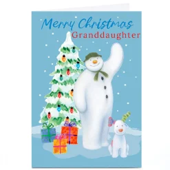 Personalised The Snowman Christmas Card - Snowman & Snowdog, Granddaughter