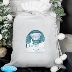 Personalised Tiny Tatty Teddy Luxury Pom-Pom Christmas Sack