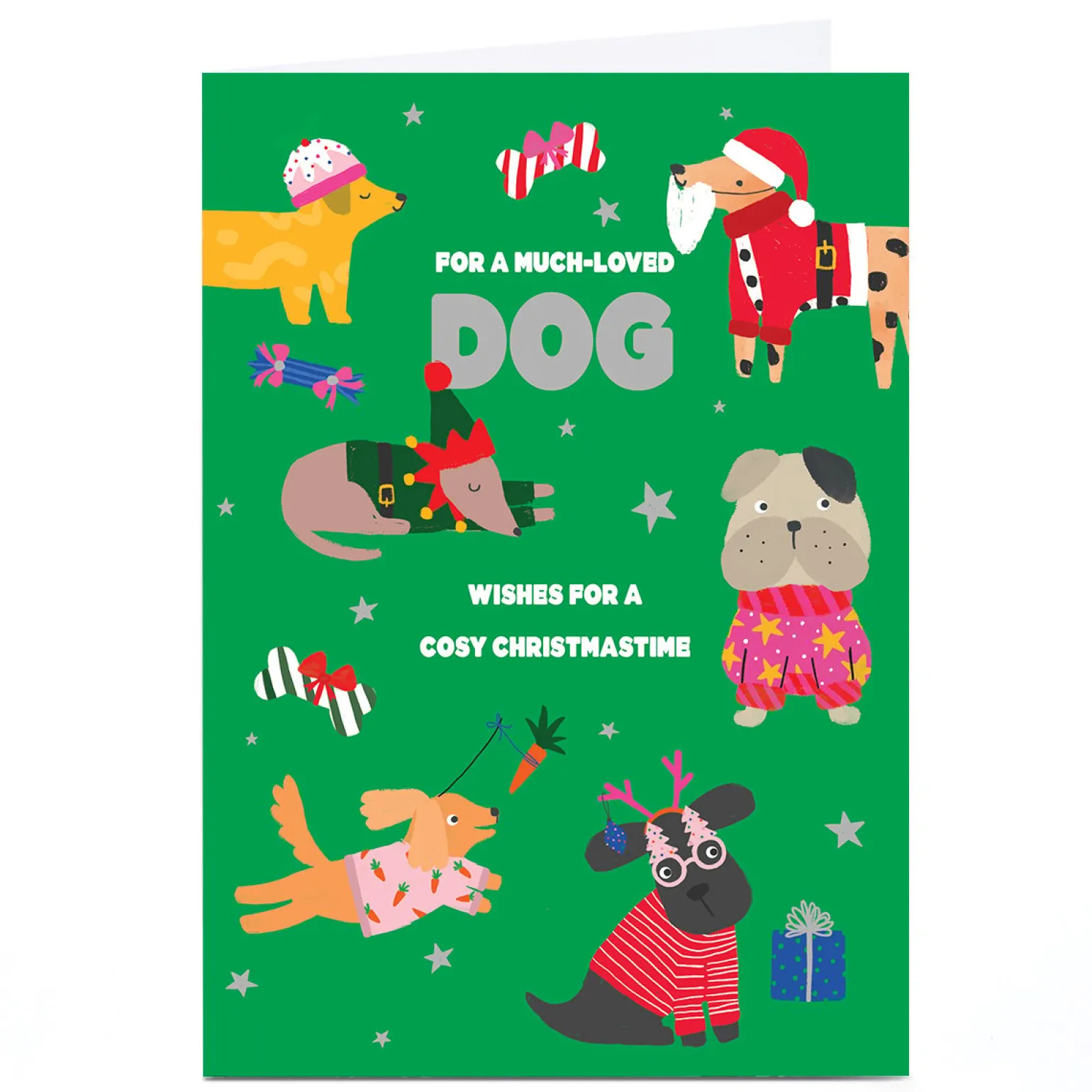 Personalised To the Dog Christmas Card - Lots of Colourful Dogs
