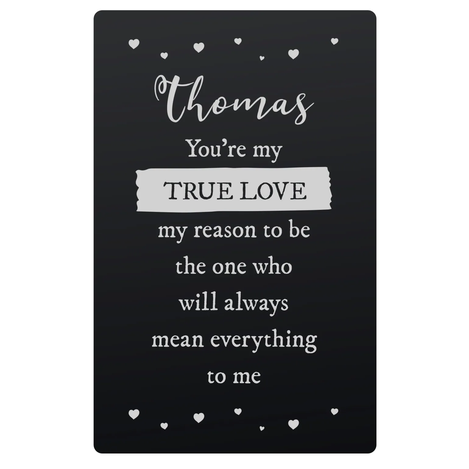Personalised True Love Black Metal Wallet Card