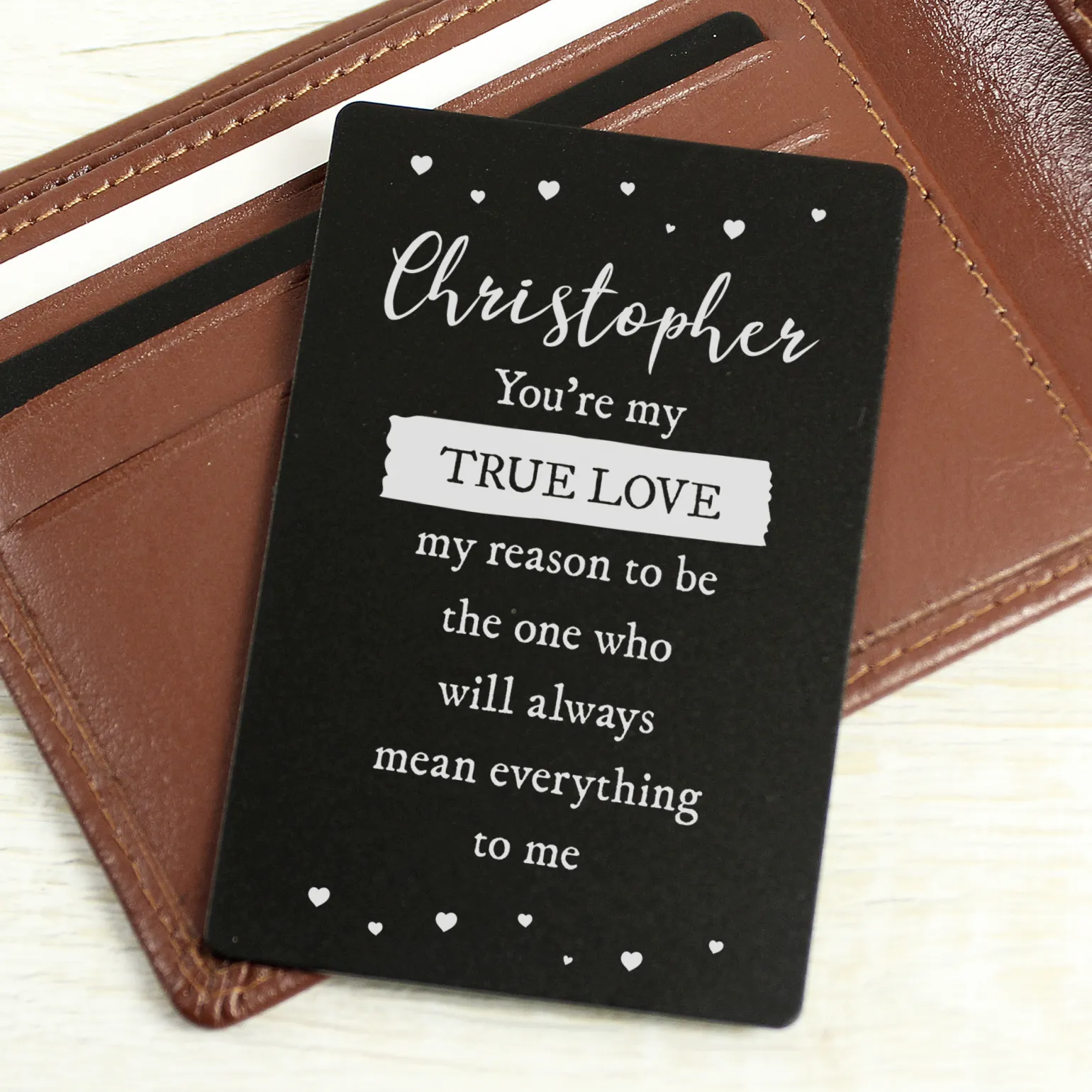 Personalised True Love Black Metal Wallet Card