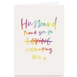 Personalised Valentine's Day Card - Thank You For Tolerating Me, Husband