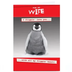 Personalised Valentine's Day Card - Wife Cute Penguin