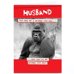 Personalised Valentine's Day Card - Husband Grumpy Gorilla