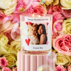 Personalised Valentine's Day Candle - Photo Upload with Hearts