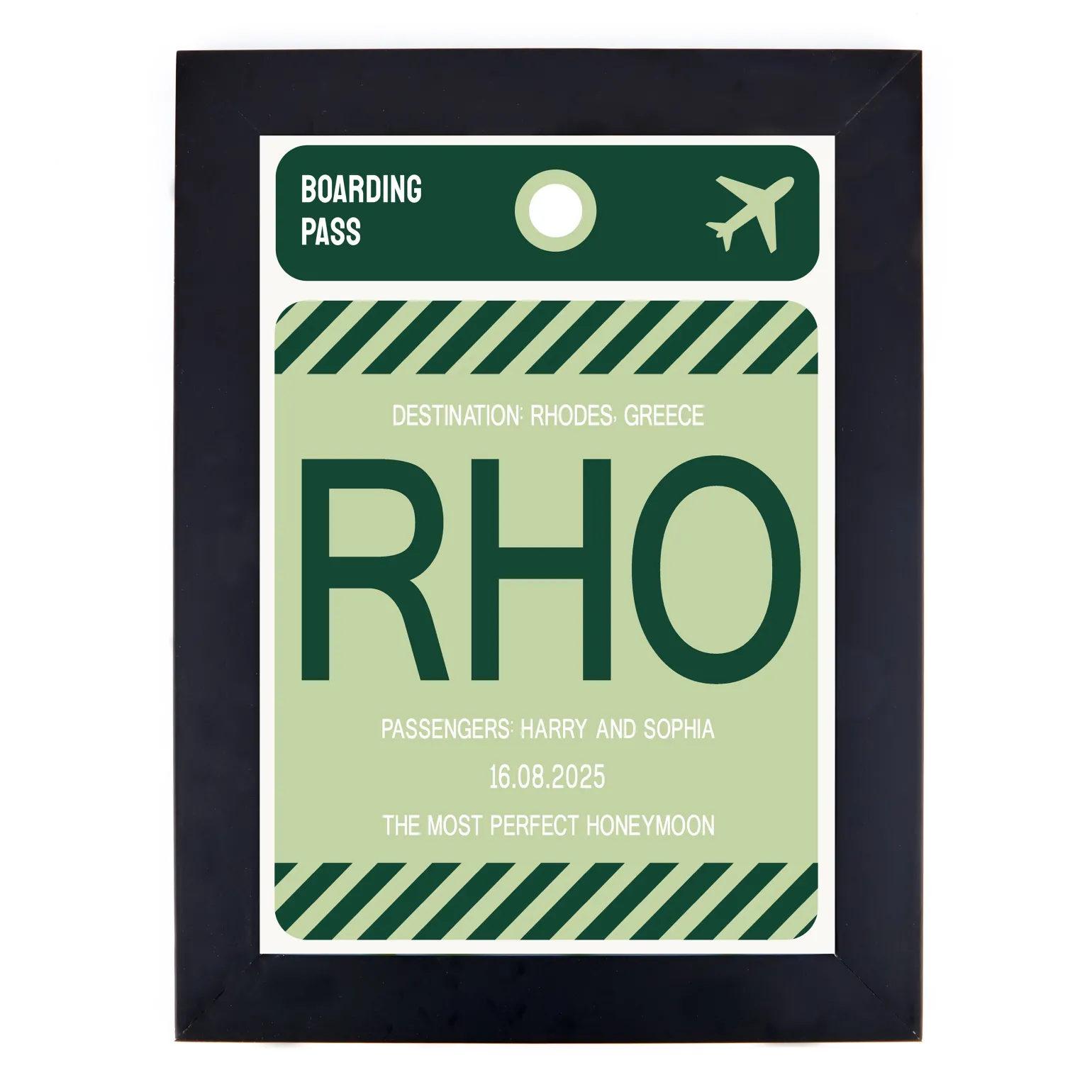Personalised Wall Art - Green Boarding Pass