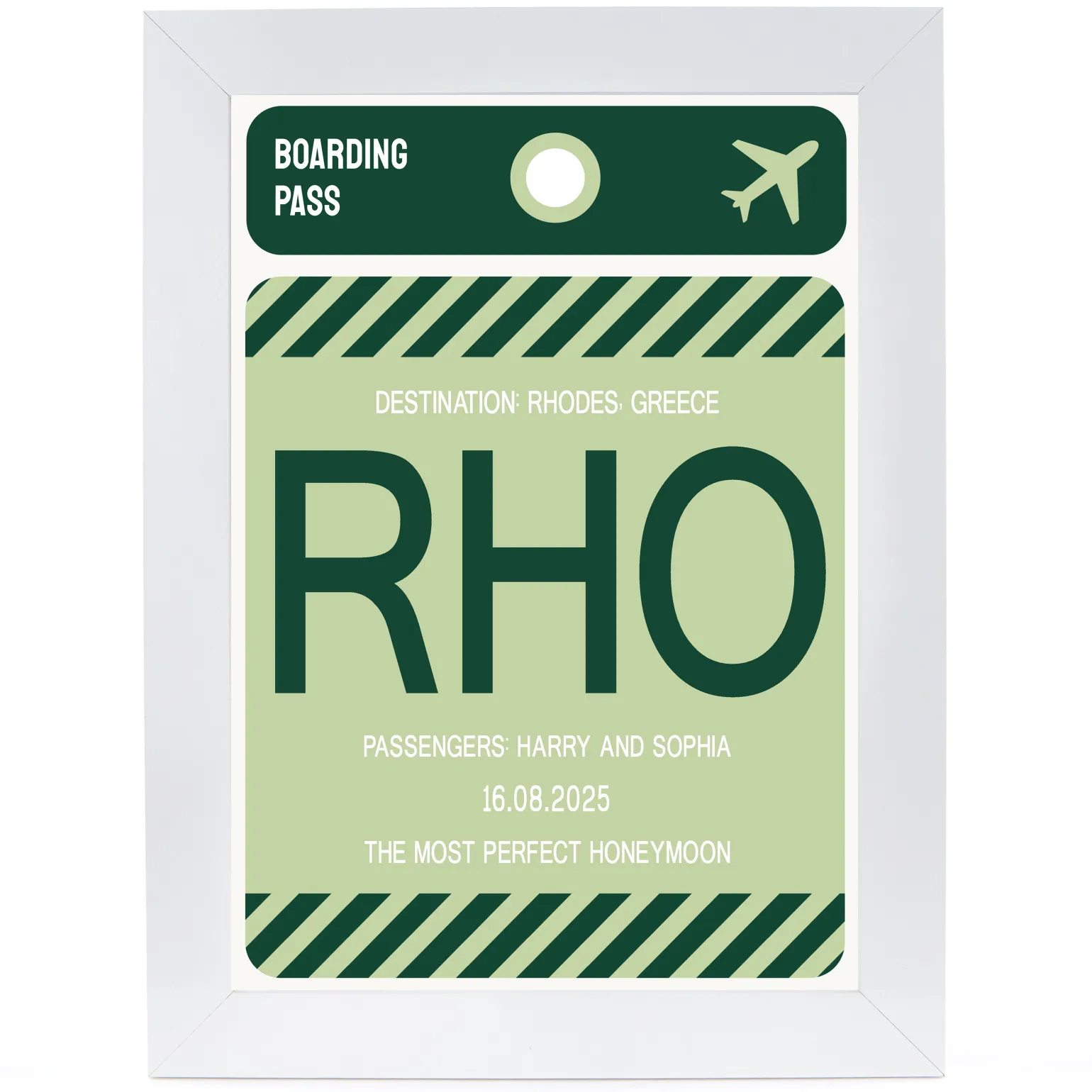 Personalised Wall Art - Green Boarding Pass
