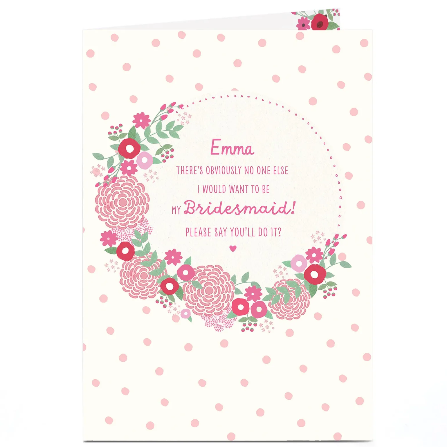 Personalised Wedding Card - Be My Bridesmaid Floral