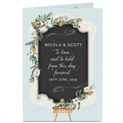 Personalised Wedding Card - Floral Chalkboard