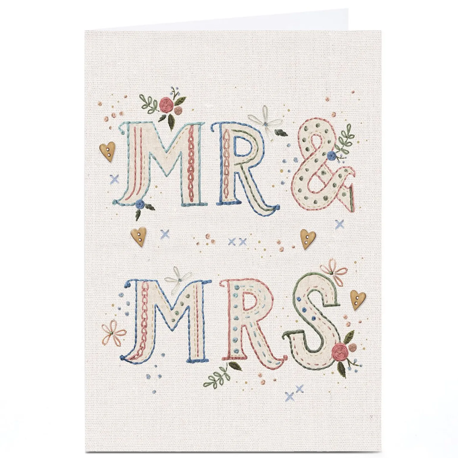 Personalised Wedding Card - Stitched Words Mr & Mrs