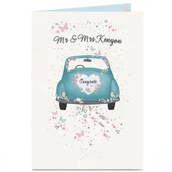 Personalised Wedding Card - Car & Confetti