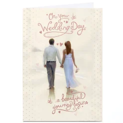 Personalised Wedding Card - Beautiful Journey Begins Beach Couple