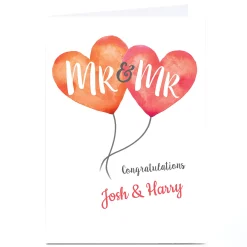 Personalised Wedding Card - Mr & Mr Heart Balloons