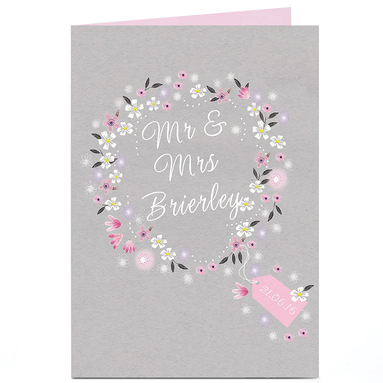 Personalised Wedding Card - Pretty Floral Wreath
