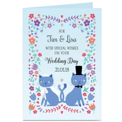 Personalised Wedding Card - On Your Wedding Day, Floral blue