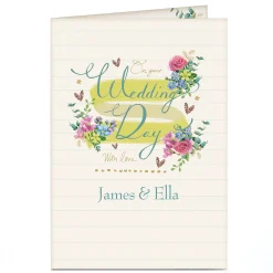Personalised Wedding Card - Flowers & Ribbon