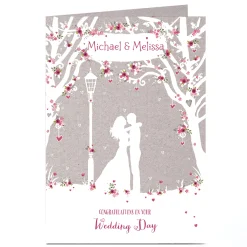 Personalised Wedding Card - Woodland Couple Silhouette