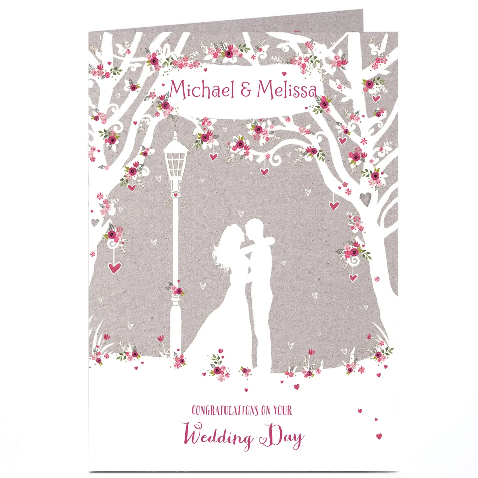 Personalised Wedding Card - Woodland Couple Silhouette