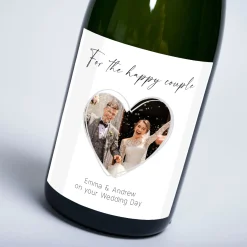 Personalised Wedding Champagne - For The Happy Couple Love Heart