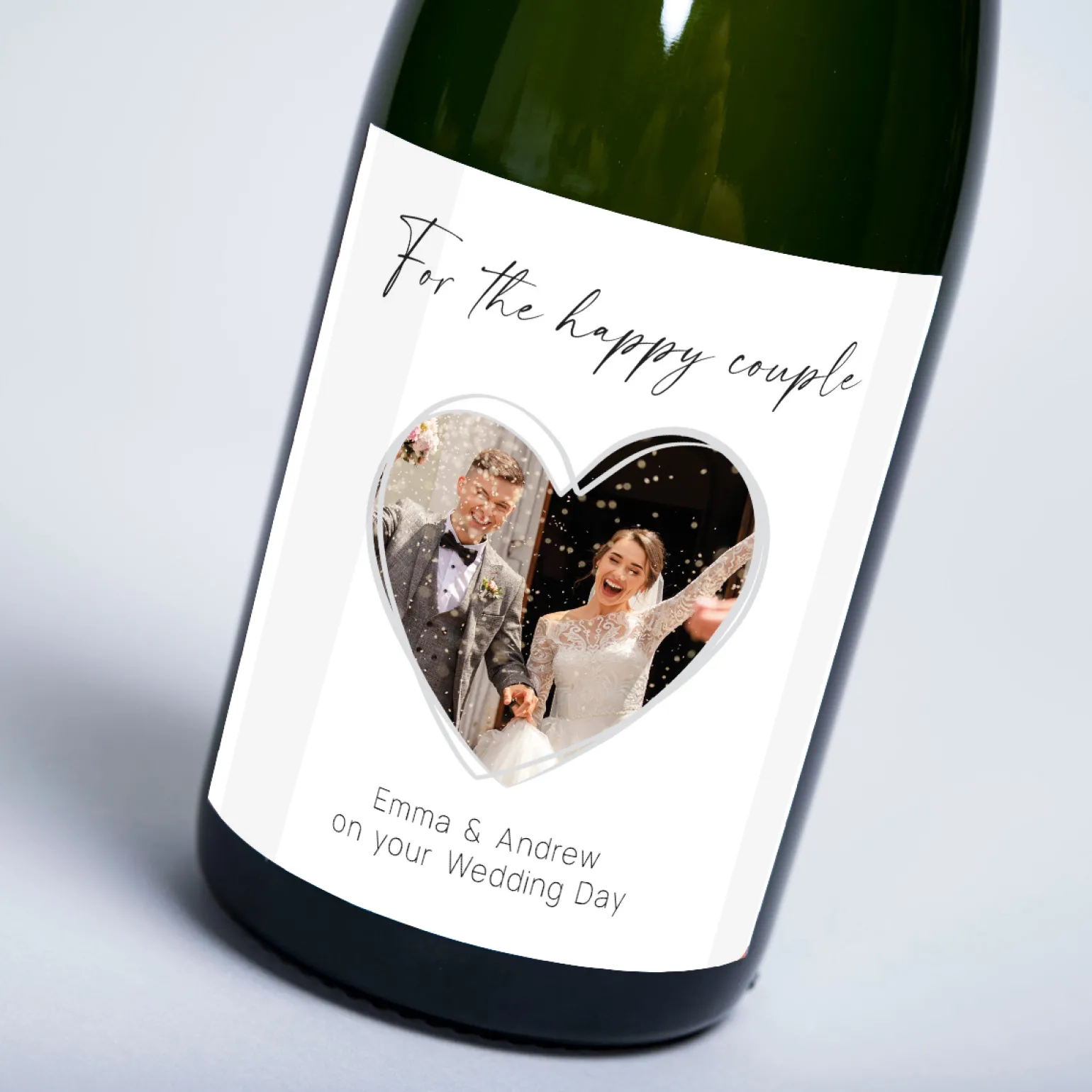 Personalised Wedding Champagne - For The Happy Couple Love Heart