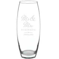 Personalised Wedding Glass Vase - Mr & Mrs