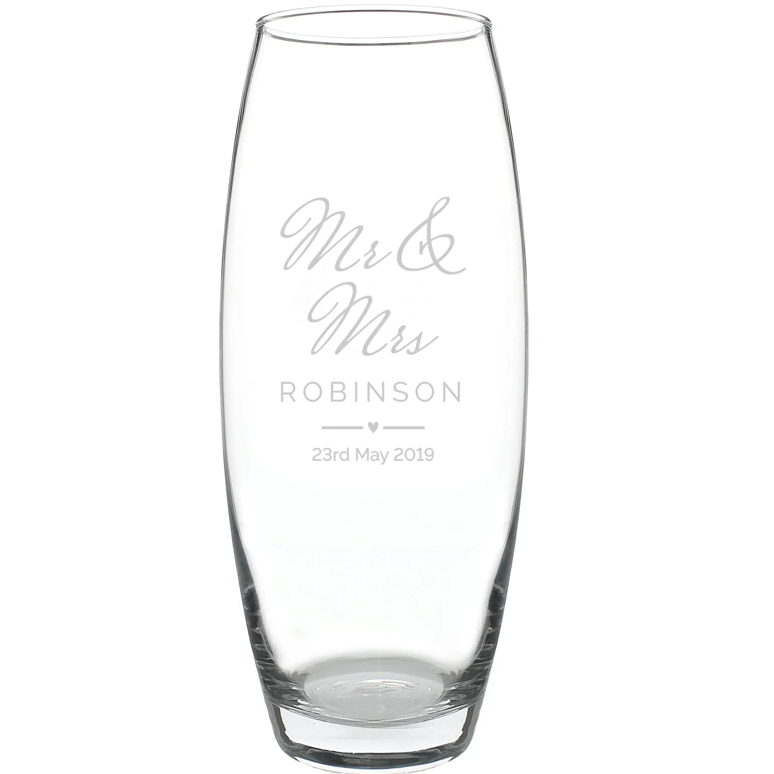 Personalised Wedding Glass Vase - Mr & Mrs