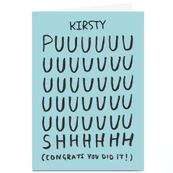 Personalised Whale & Bird New Baby Card - Puuuuuuush