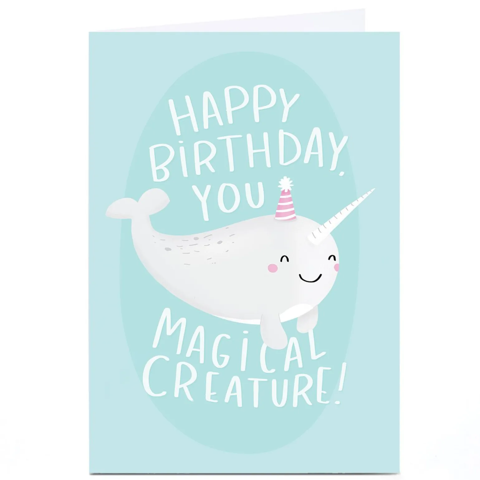 Personalised Whale & Bird Birthday Card - Narwhal