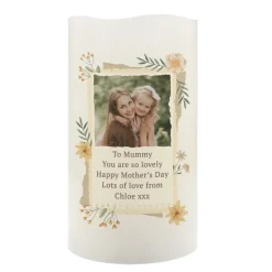 Personalised Wild Flowers Photo Upload LED Candle