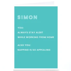 Personalised Working From Home Card - Always Stay Alert