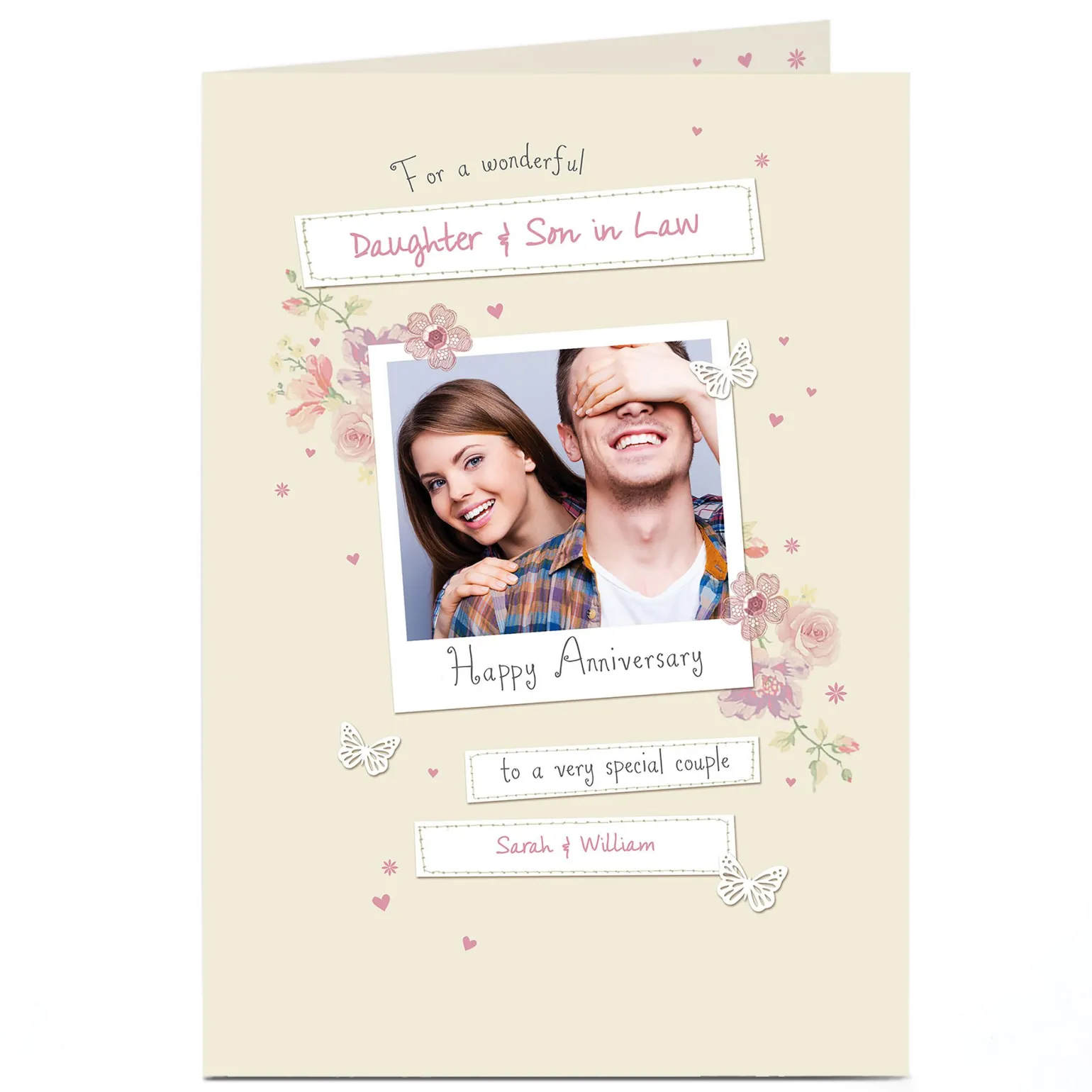 Photo Anniversary Card - Polaroid & Flowers