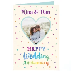 Photo Anniversary Card - Rainbow Hearts