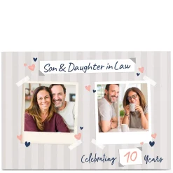 Photo Anniversary Card - Stripes & hearts, 10 Years