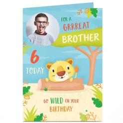 Photo Birthday Card - Brother Go Wild, Editable Age