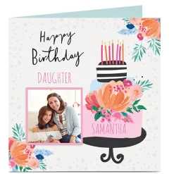 Photo Birthday Card - Floral Cake