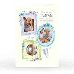 Photo Birthday Card - Grandma, Flower Frames