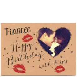 Photo Birthday Card - Lipstick Kisses [Fiancee]